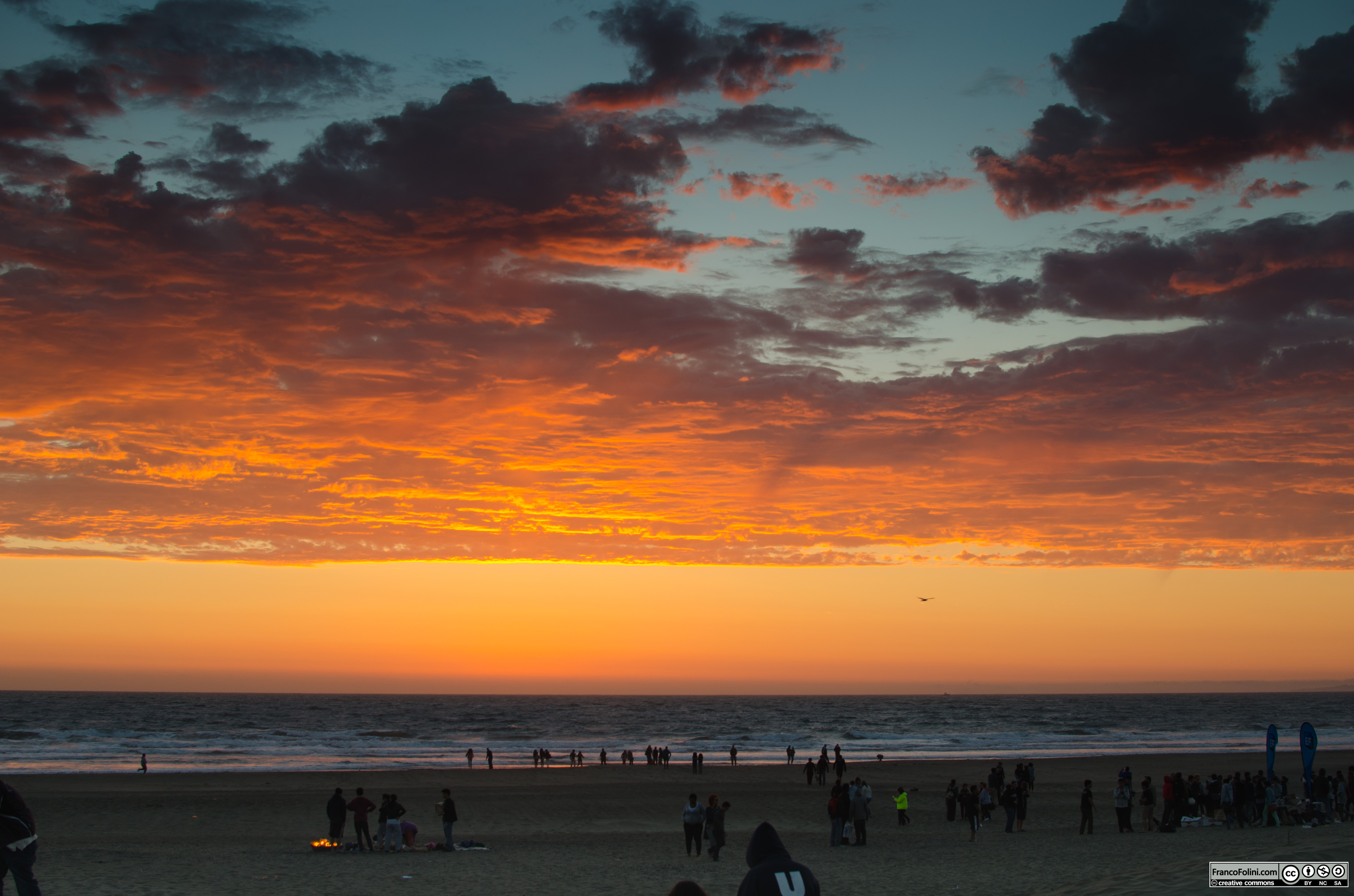 Ocean beach at sunset