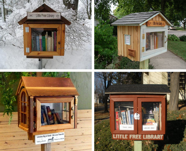 Alcune Little Free Library negli Stati Uniti