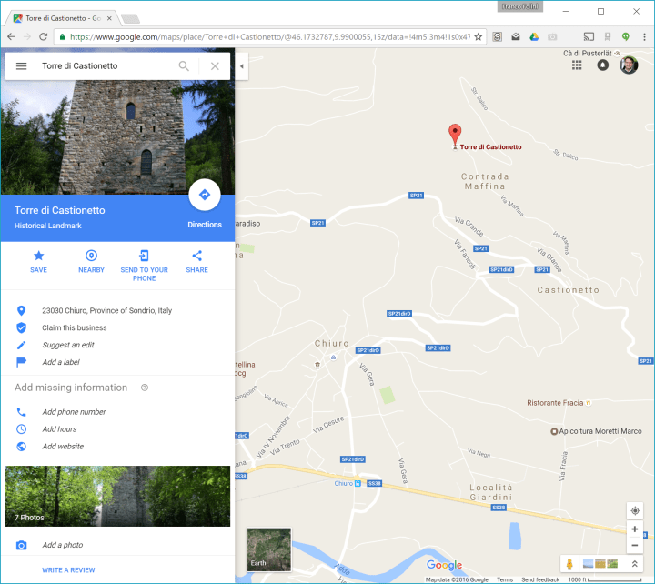 Google Maps Torre di Castionetto