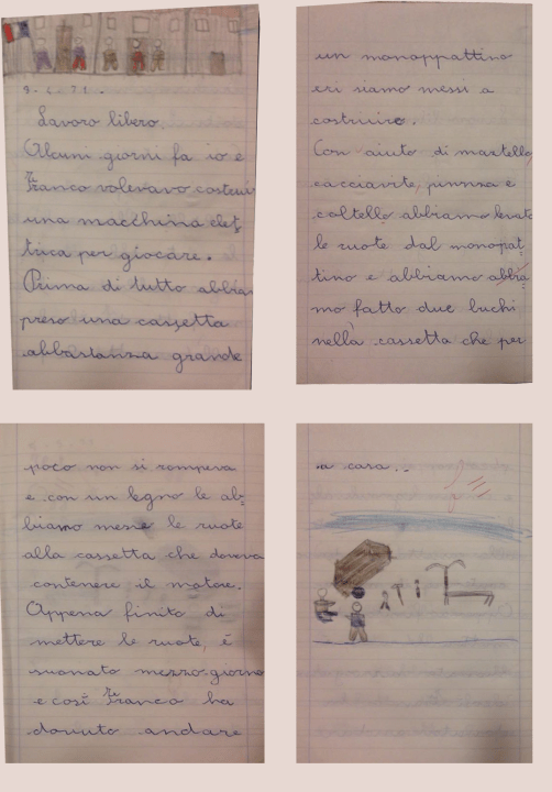Quaderno di scuola elementare di Andrea. 9 Aprile 1971
