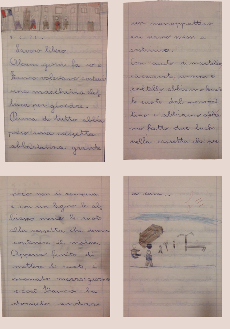 Quaderno di scuola elementare di Andrea. 9 Aprile 1971