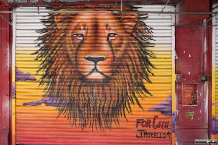 For Cecil mural by J. Morello on the wall of Mulberry Street Little Italy Manhattan New York USA