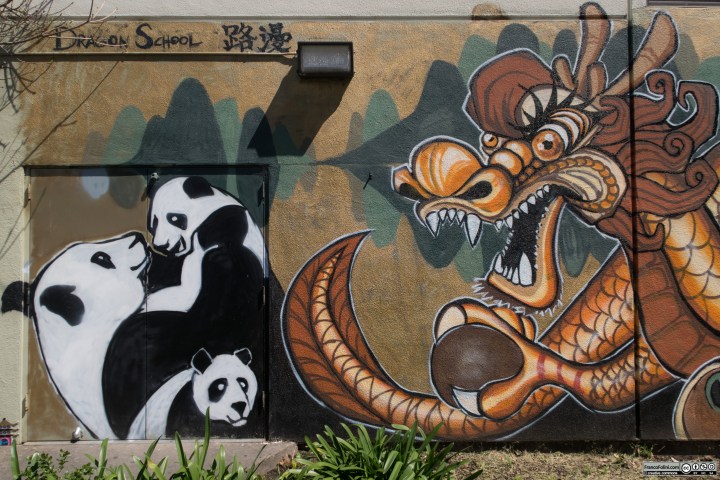 Pandas and Dragons mural, Chinatown Neighborhood of Oakland