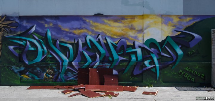 Graffiti by Djalouz and Pesca, Chinatown Neighborhood of Oakland