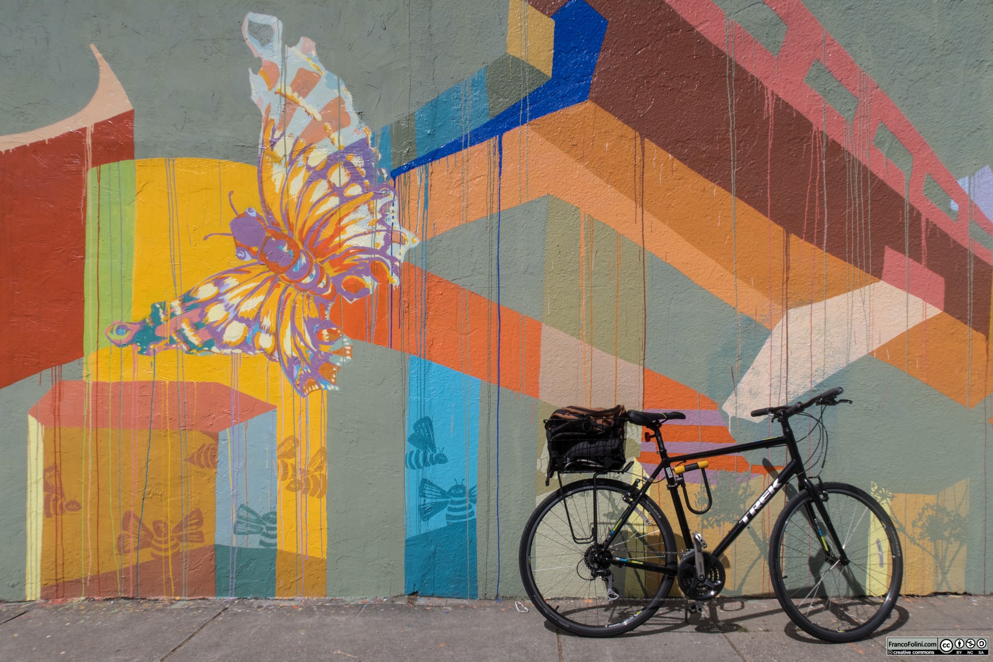 Bike and mural along the Ohlone Greenway bike path
