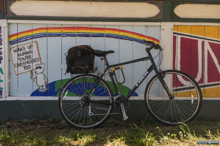 Bike and mural along the Ohlone Greenway bike path