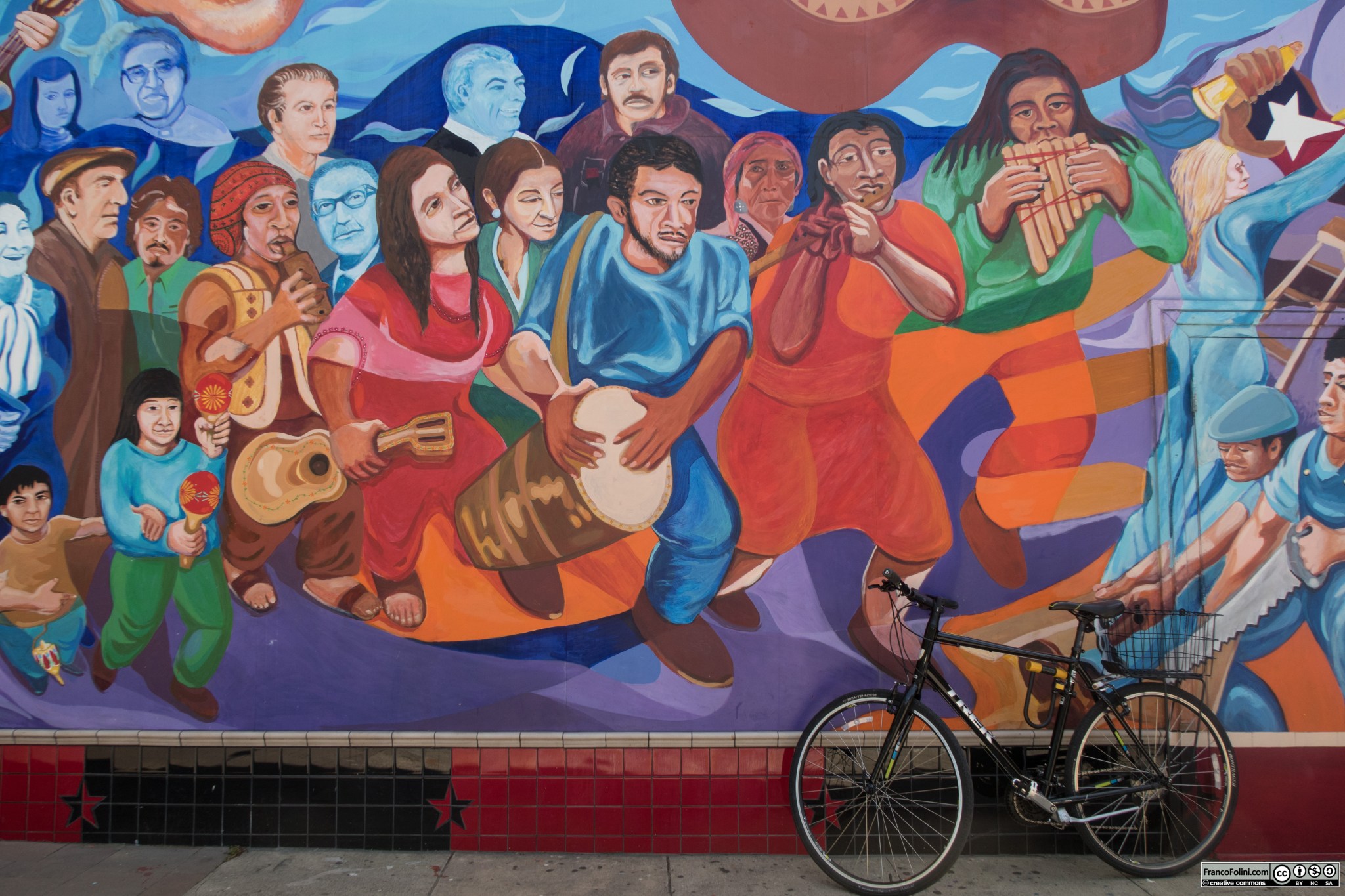 Bilke and mural at La Peña community cultural center in Berkeley