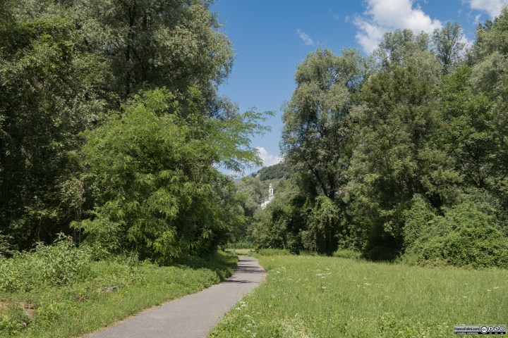 Sentiero Valtellina: il tratto della pista ciclabile tra San Giacomo di Tedglio e Tresenda.