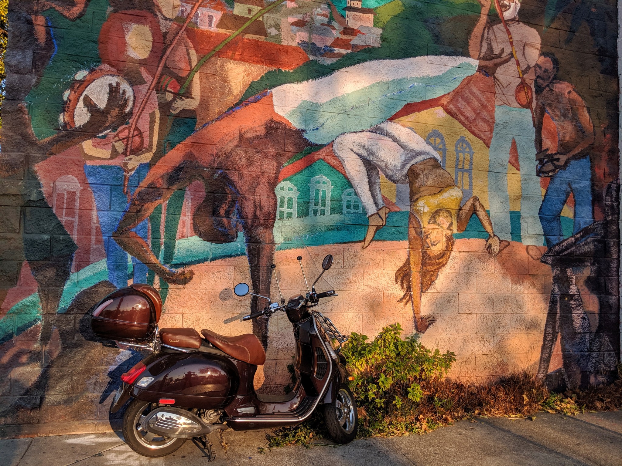 Between Berkeley and Oakland: mural painted on the walls of a house.