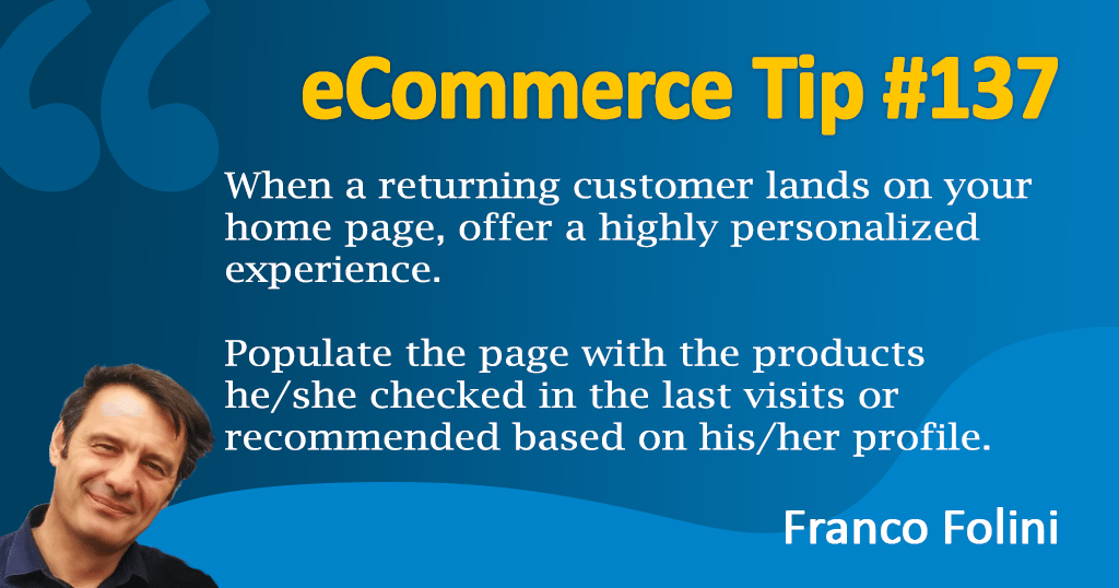 eCommerce: Personalize your homepage for each returning visitor