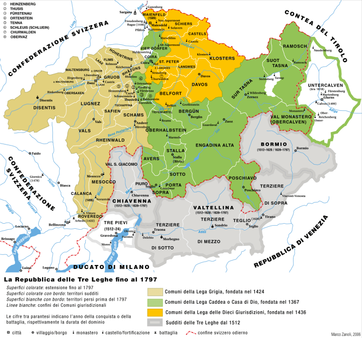 La posizione strategica della Valtellina agli inizi del 1600