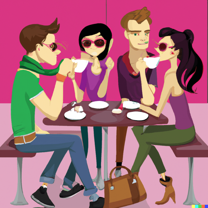 Young folks sipping espresso at a bar